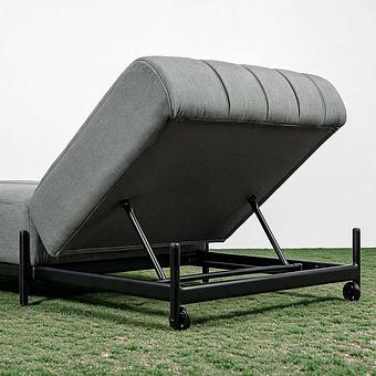 Садовый шезлонг-лежак Luna Lounger, Black акриловая ткань Light Stone - ракурс 7