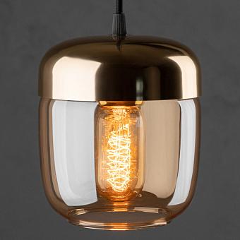 Acorn Amber Brass Hanging Lamp With Black Cord