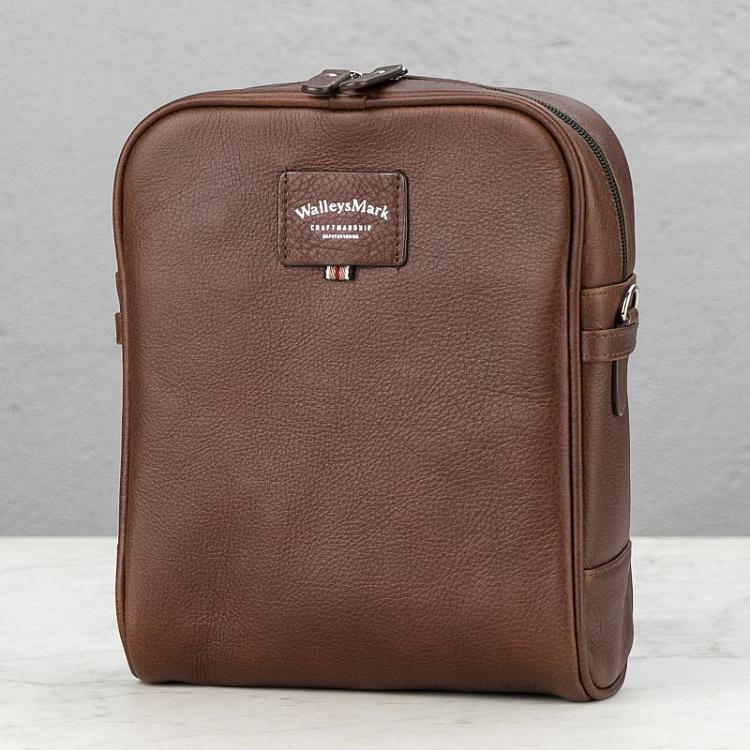 Вишнёво-коричневая кожаная мужская сумка Гном Midget Bag, Cherry Grain