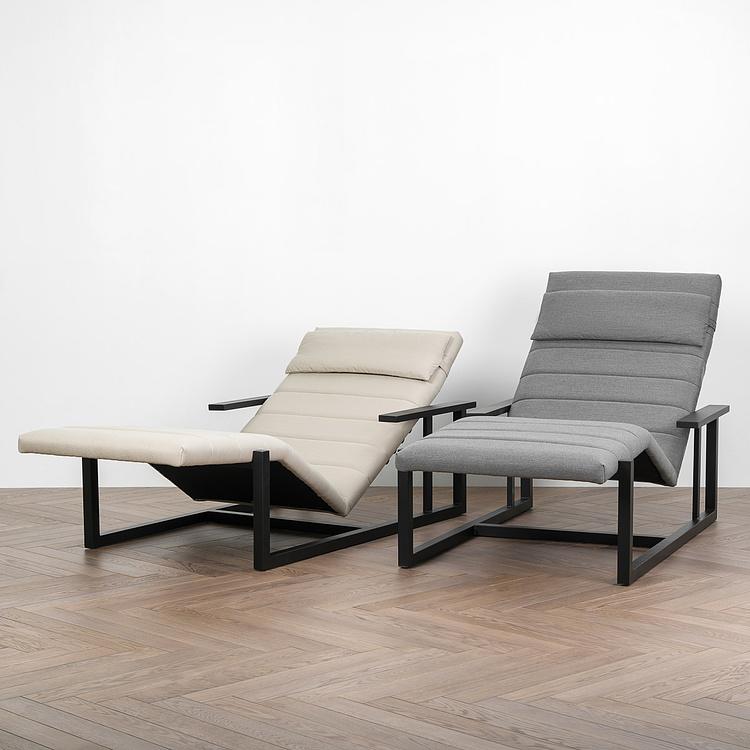 Садовый шезлонг-лежак Roxy Lounger, Black акриловая ткань Light Stone - ракурс 9