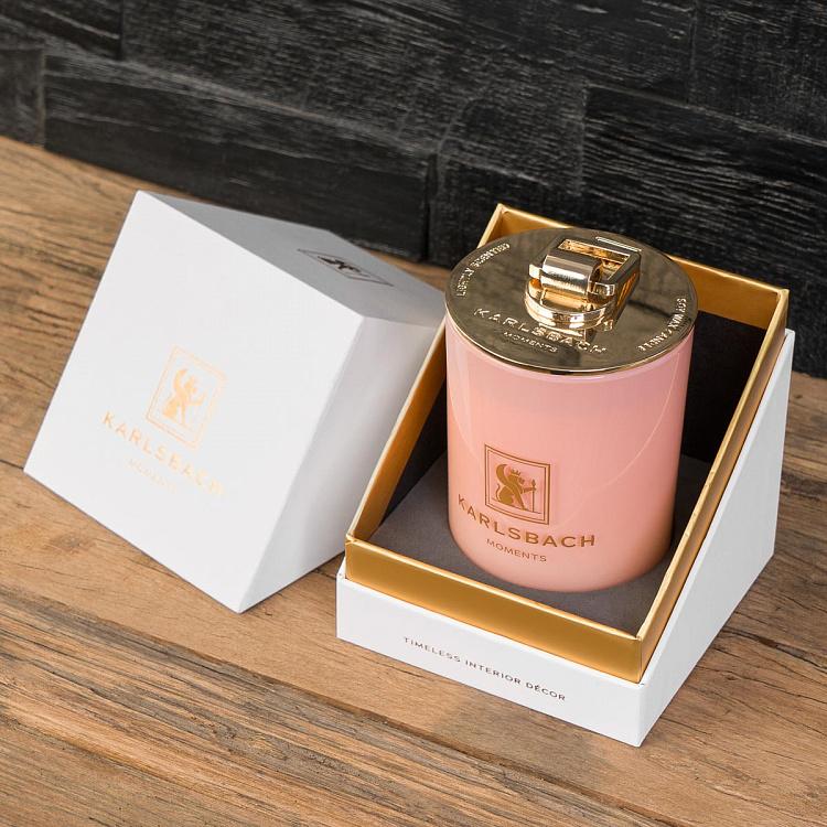 Арома-свеча в розовом стакане с золотой крышкой Кактус Aroma Candle In Pink Glass With Gold Lid Cactus