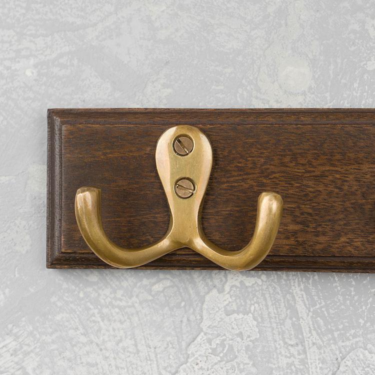 Настенная вешалка Капитан с латунными крючками Captain Wall Coat Rack 2 Brass Double Hooks