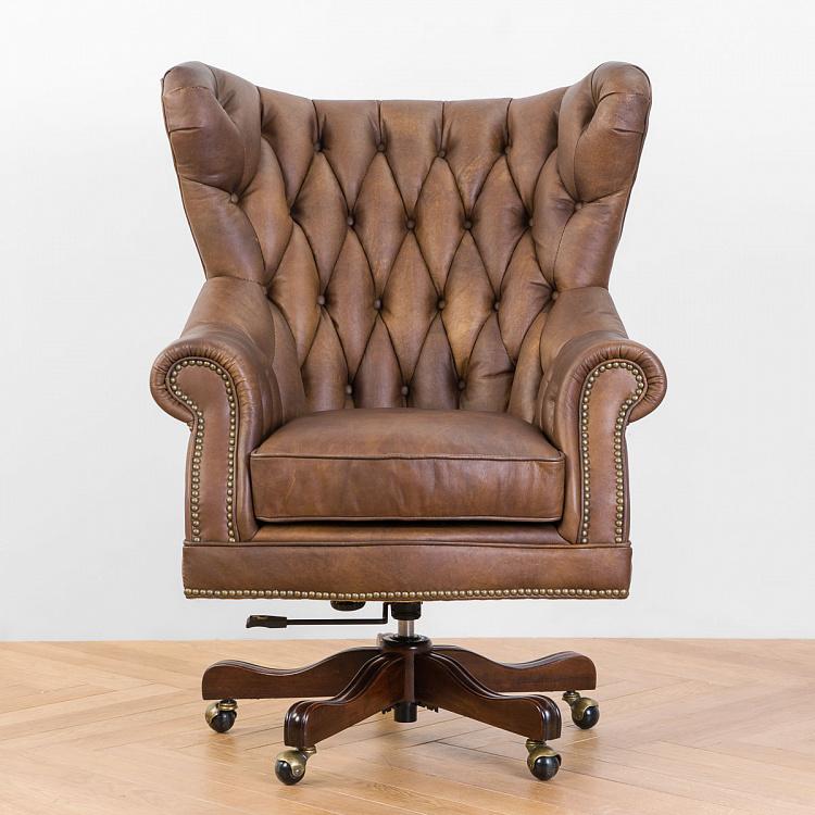 Рабочее кресло Канцлер, красно-коричневое дерево Chancellor Armchair, Red Brown Wood D