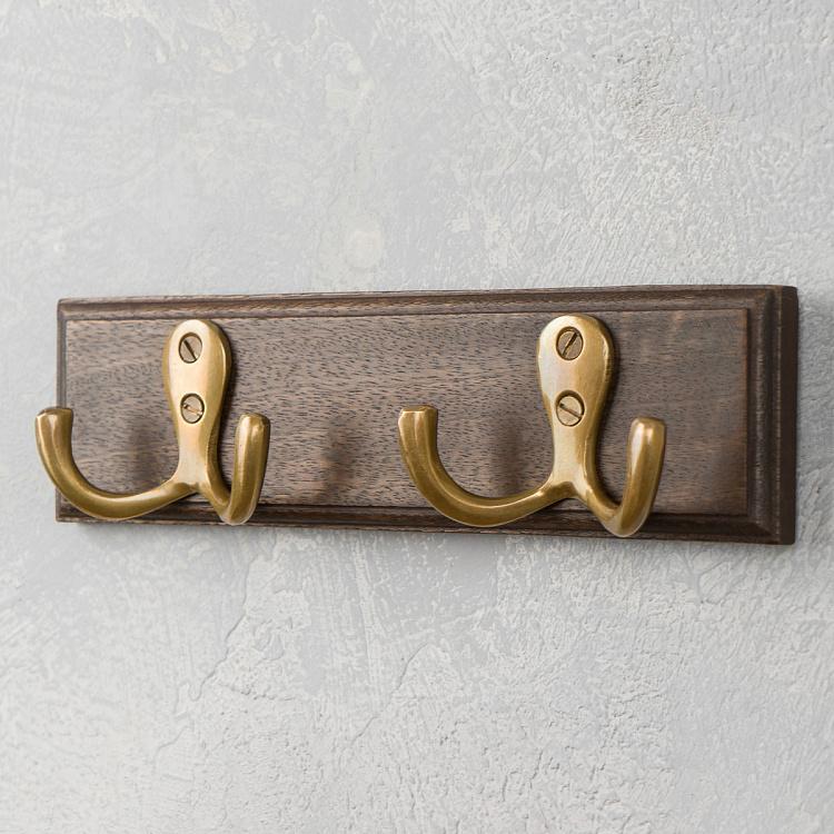 Captain Wall Coat Rack 2 Brass Double Hooks