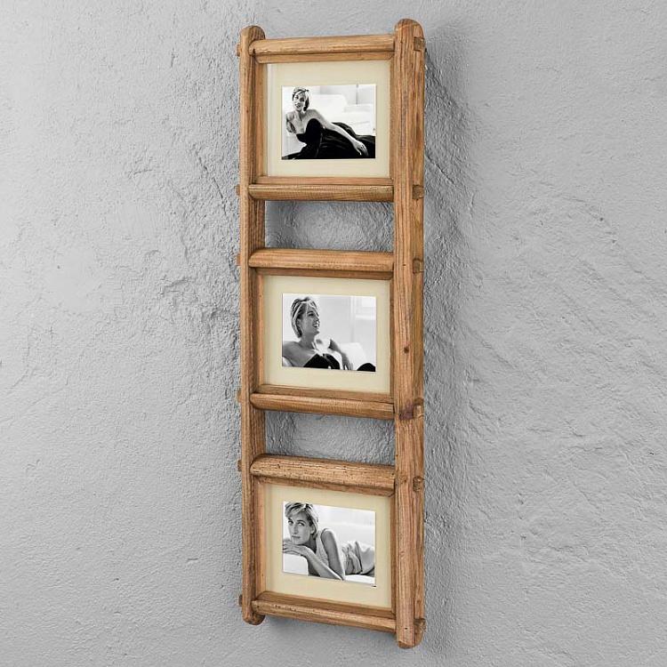 Вертикальная рамка для трёх фото  Vertical Wooden Photo Frame