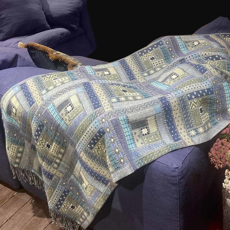 Разноцветный шерстяной плед Балтимора в сине-зелёных тонах, 130x180 см Baltimora Plaid Green 130x180 cm