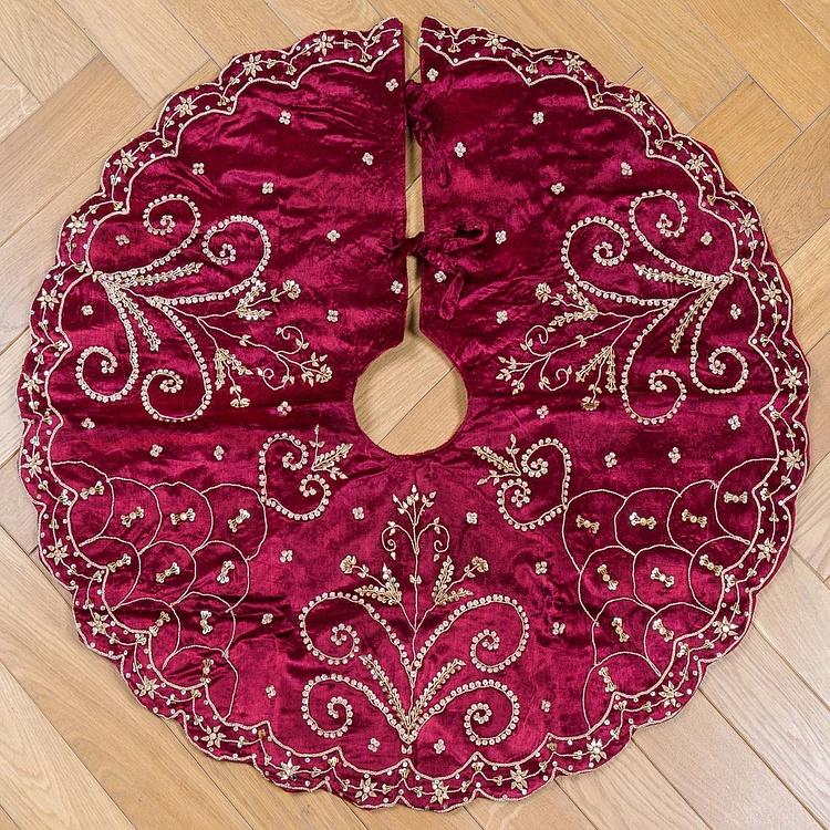 Бордовый коврик-юбка под ёлку большой Christmas Tree Skirt Burgundy 120&nbsp;cm