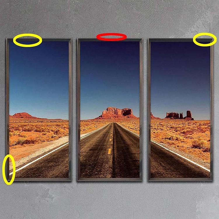Фото-принт триптих Set Of 3 Monument Valley, Pewter Frame discount - ракурс 2