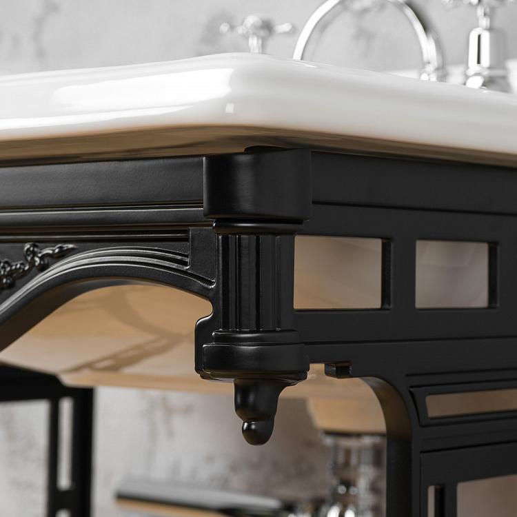 Классическая раковина с подстольем из чёрного алюминия Classic Wash Basin And Pedestal Black