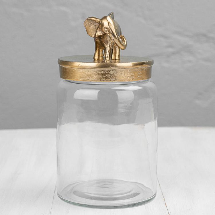 Ёмкость для хранения Золотой слон дисконт Decorative Jar With Elephant Figure Gold discount