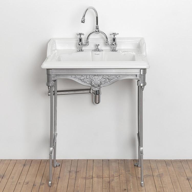 Классическая раковина с подстольем из полированного алюминия Classic Wash Basin And Pedestal Polished Metal