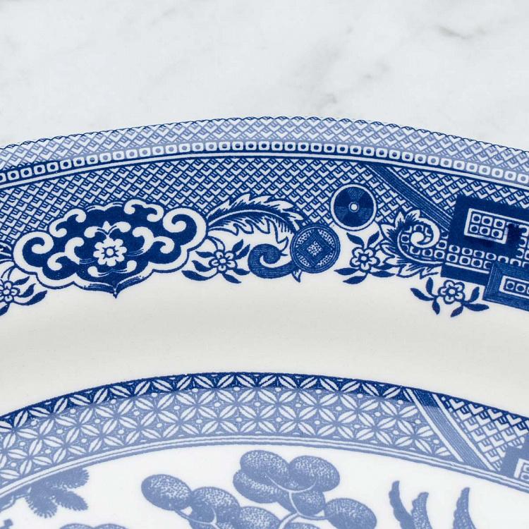 Овальная сервировочная тарелка Голубая ива, L Blue Willow Oval Serving Plate Large