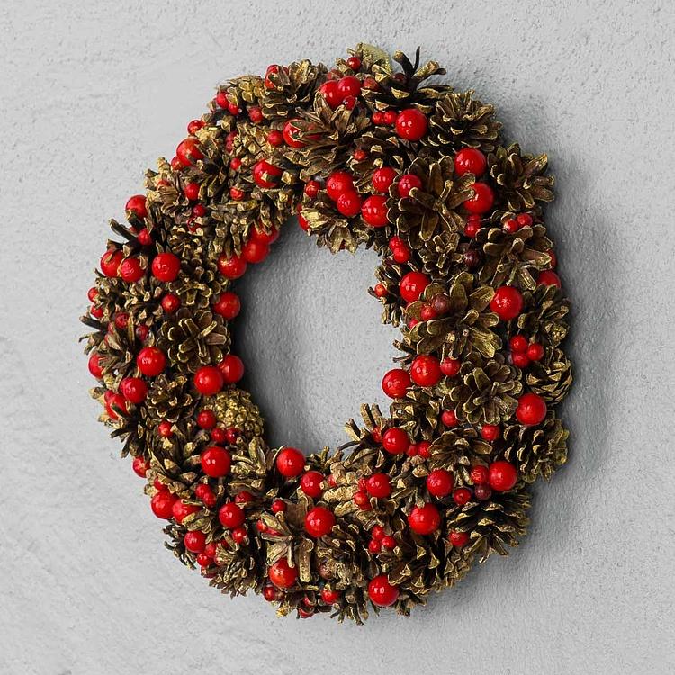 Новогодний венок с шишками и ягодами Wreath With Pinecones And Berries 32 cm