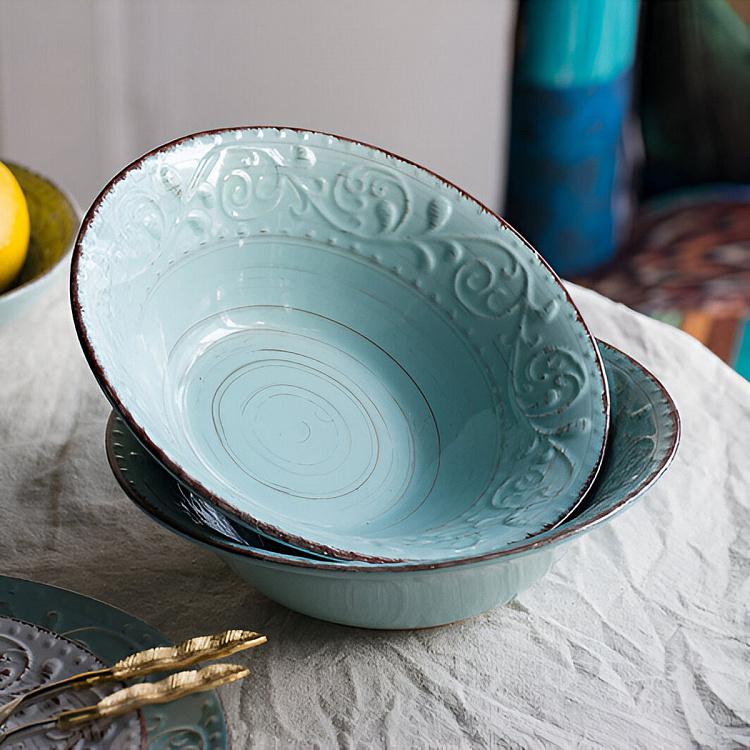 Rustic Fare Serving Bowl Aqua