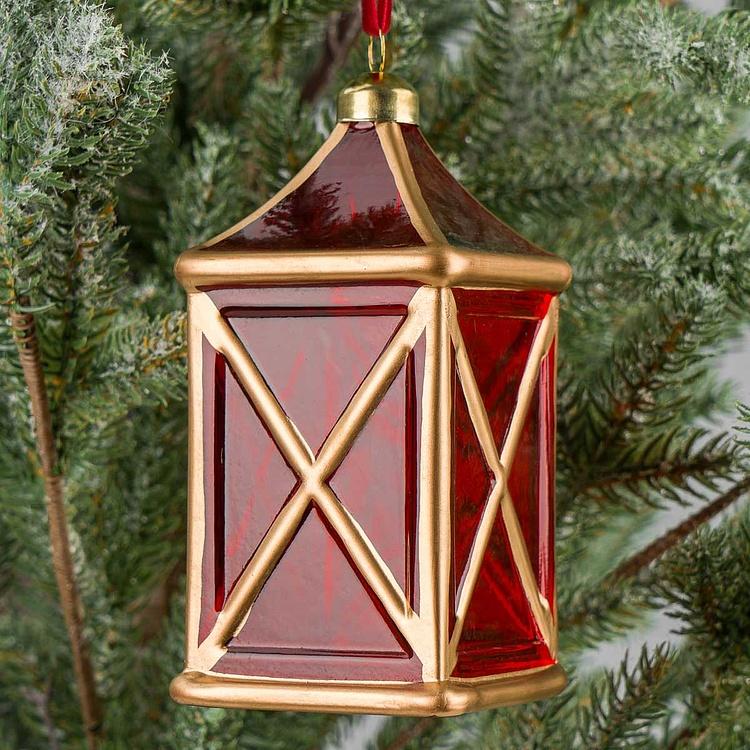 Ёлочная игрушка Красная лампа Lantern Red 15 cm