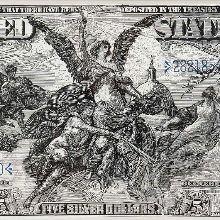 Картина-принт Серебряный сертификат Электричество Silver Certificate Electricity Art