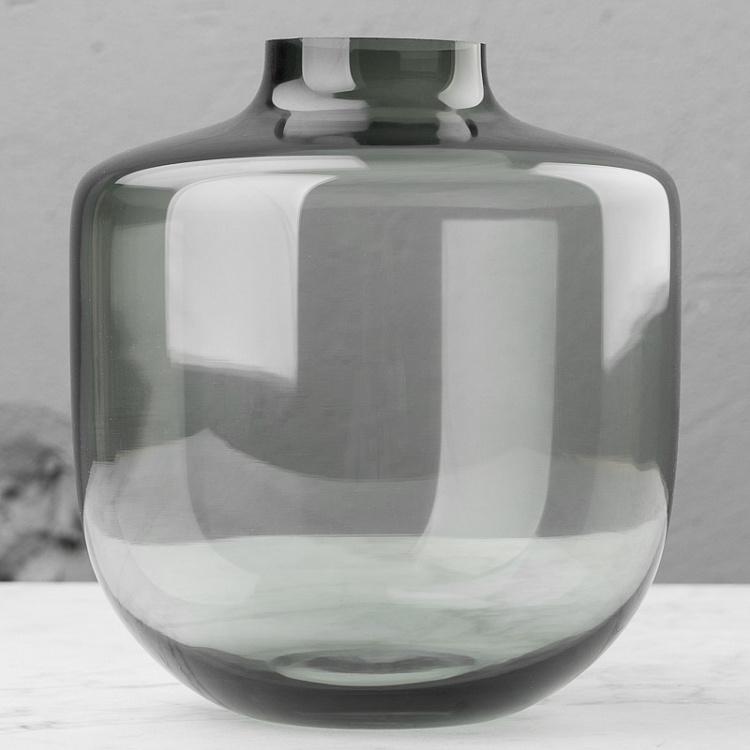 Bulbous Grey Glass Vase Wide