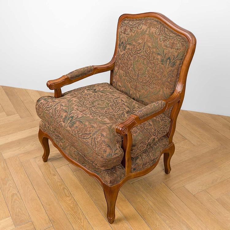 Кресло Marie Armchair, Oak Dark Amber вискоза и полиэстер Burnt Green Jacquard