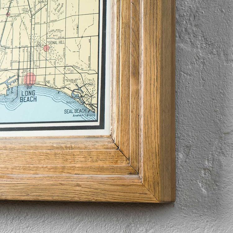 Картина-принт Карта Лос-Анджелеса, рама из высветленного дуба Classic Map Los Angeles, Weathered Oak