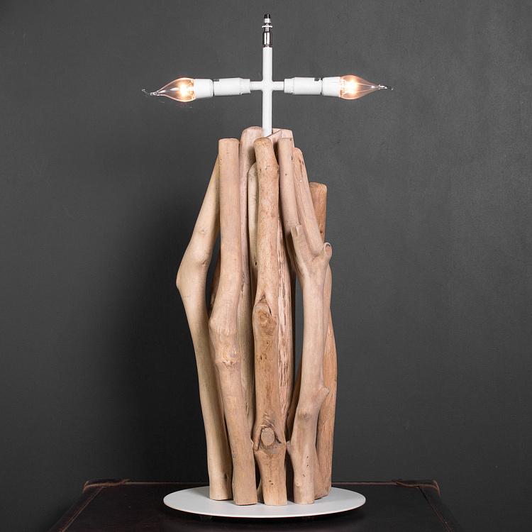 Настольная лампа с абажуром Мангровое дерево, L L030 Mangrove Driftwood Table Lamp, Large