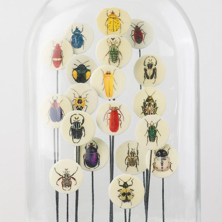 Статуэтка Разноцветные насекомые под стеклянным куполом Glass Dome With Colored Insects