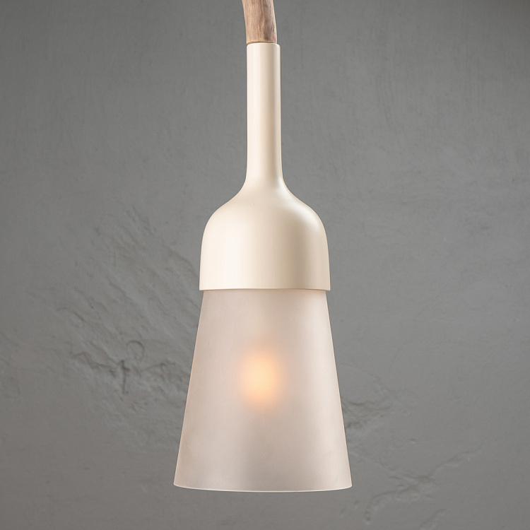 Белый подвесной светильник L210 Krug Ru Wood Chandelier, White Sand