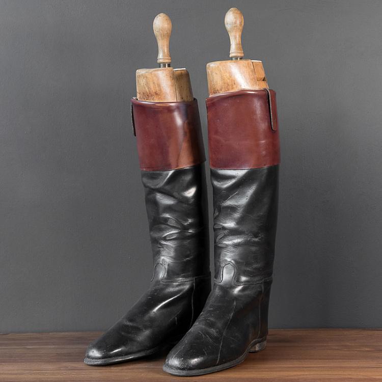 Винтажные сапоги для верховой езды 1 Vintage Black Riding Boots With Shoe Lasts 1