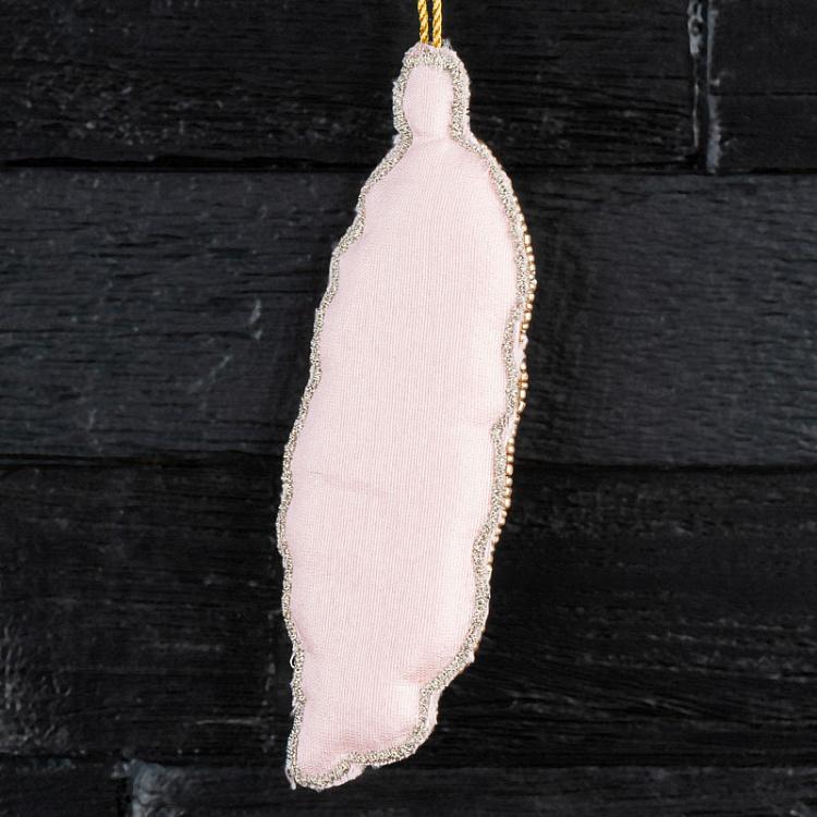 Ёлочная игрушка из бисера Розовое перо Feather Beads Pink 14 cm