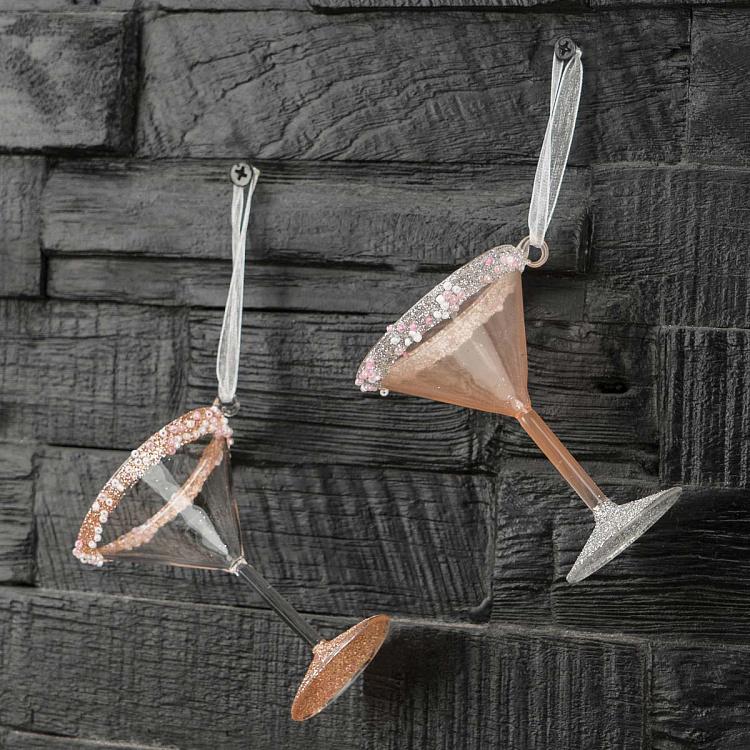 Набор из двух ёлочных игрушек Бокалы мартини Set Of 2 Glass Hangers Martini Glasses 9 cm