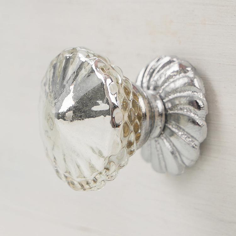 Мебельная ручка Серебряный бархатец Silver Marigold Glass Knob With Backplate