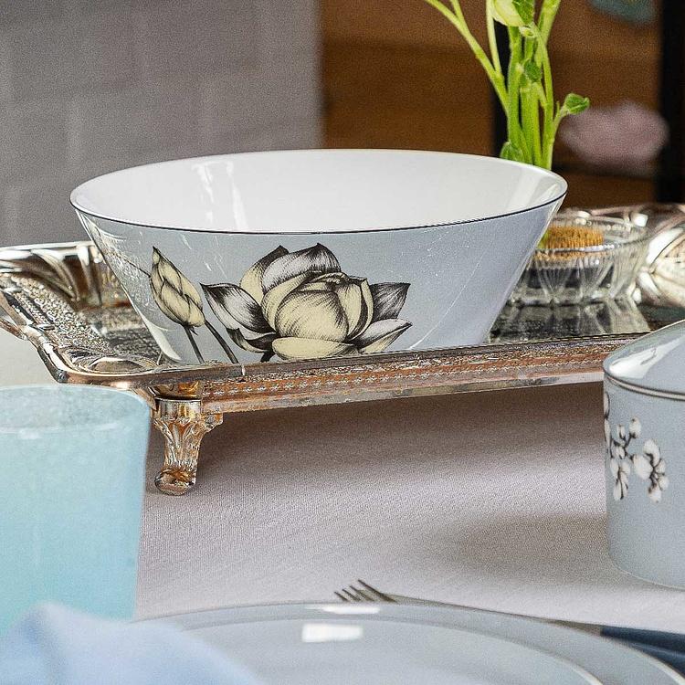 Голубая большая салатница с цветком Экзо Exo Bowl Large Flower Blue