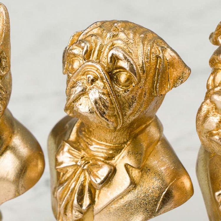 Набор из 4-х золотых статуэток Бюст Собаки Set Of 4 Bust Dogs Gold
