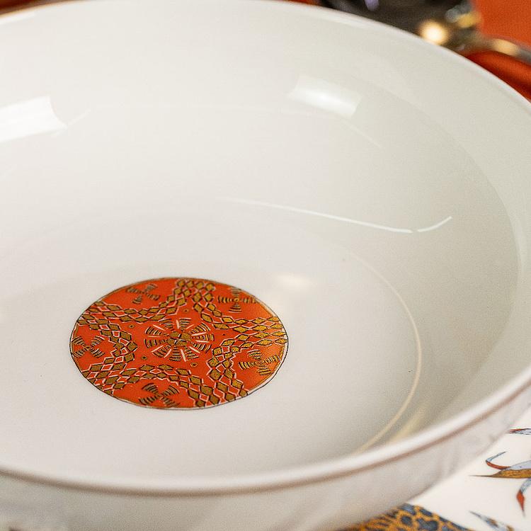 Белая суповая тарелка с орнаментом Африка Africa Soup Plate Ornament White