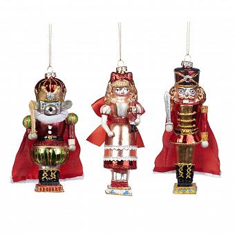 Set Of 3 Glass Fabric Nutcracker Suite 16,5 cm