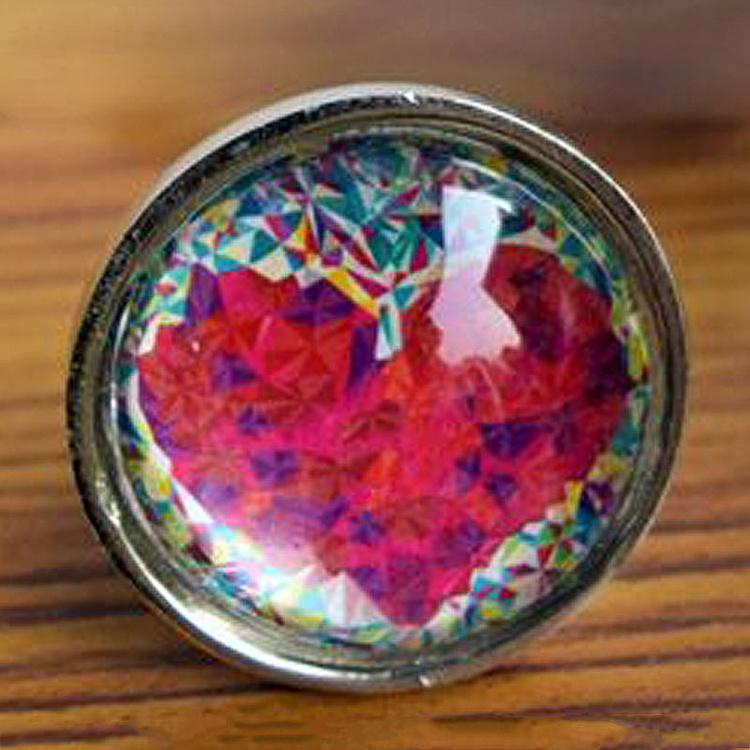 Стеклянная мебельная ручка Геометрическое сердце Geometric Heart Metal Glass Knob