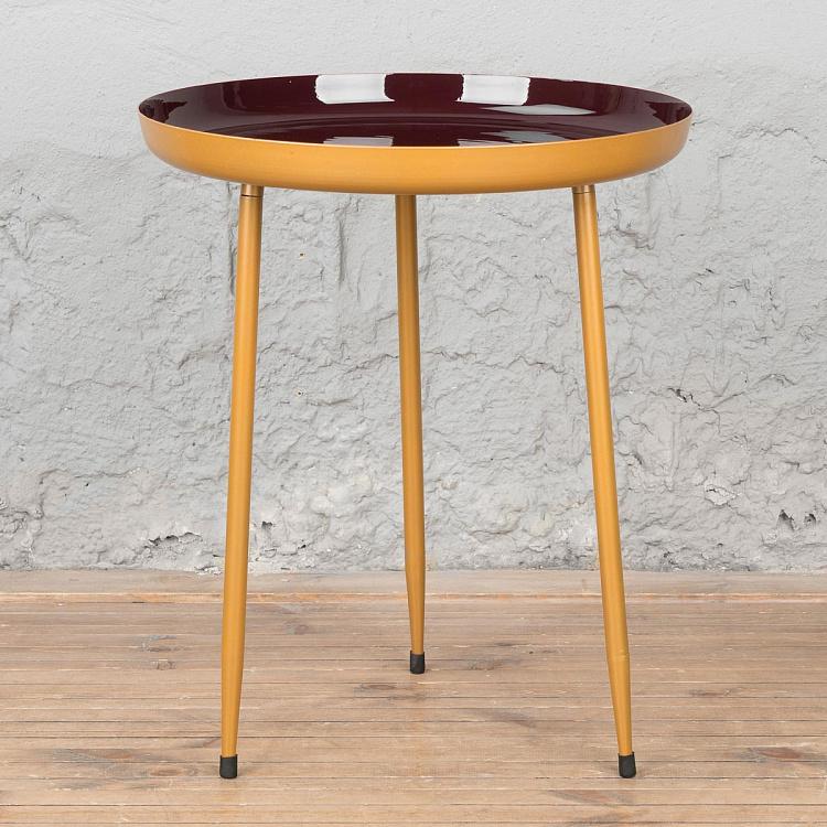 Бордовый журнальный столик Шейдс, L Side Table Shades Gold/Burgundy Large