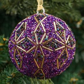 Bead Ornament Ball Purple 7 cm