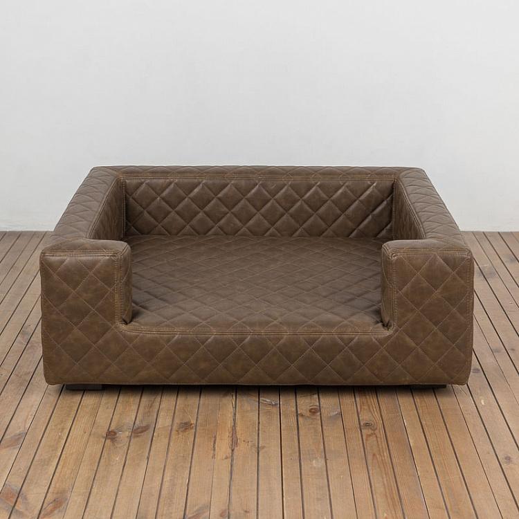 Коричневый диван для собак/кошек Эдоардо с прострочкой Бентли, M Edoardo Sofa Medium, Charcoal Bentley Stitch