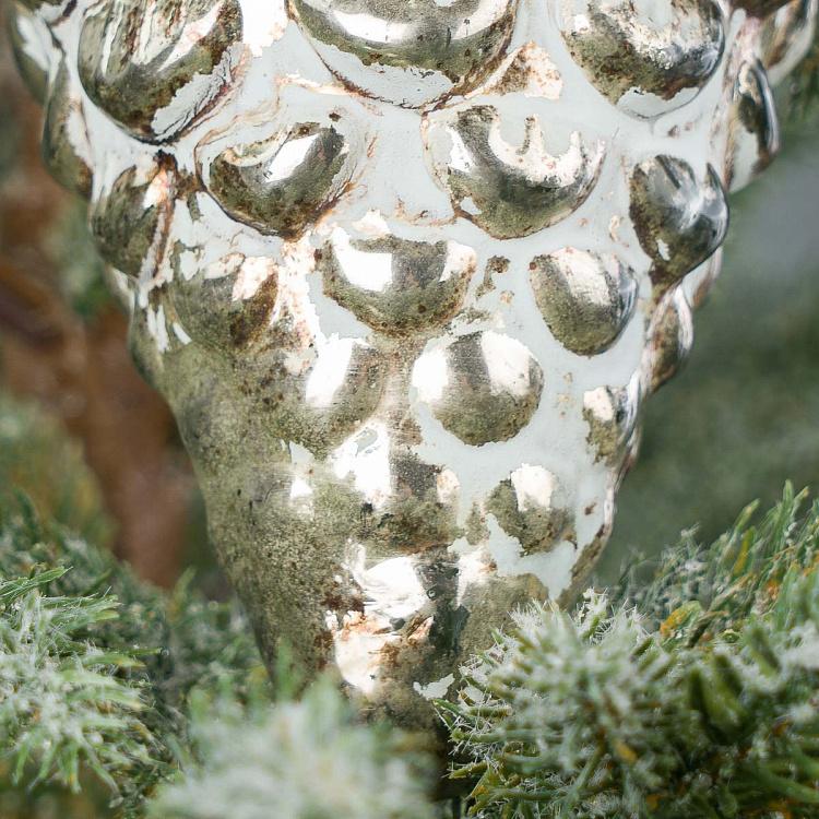 Ёлочная игрушка Ледяная шишка Glass Pine Cone Ball Aged Silver 24 cm