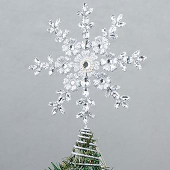 Wire Jewel Flower Snowflake Topper Silver 23 cm