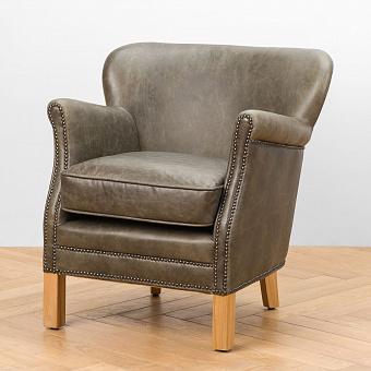 Кресло Cabin Chair, Bleached Oak PF натуральная кожа Olive Green Grain