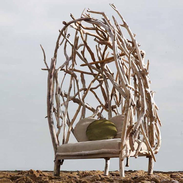 Кресло Луи Крузо, без подушки-сиденья F225 Louis Crusoe Driftwood Wingback Chair Without Cushions