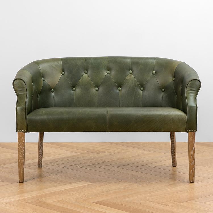 Двухместный кожаный диван Маршал, песочные ножки Marshall 2 Seater, Oak Sandwashed Leather