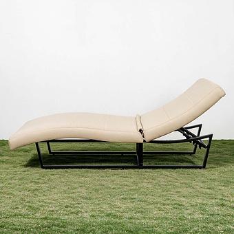Садовый шезлонг-лежак Wave Lounger, Black акриловая ткань Heather Beige - ракурс 3