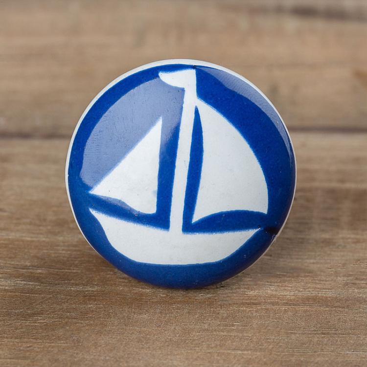 Синяя мебельная ручка Кораблик Boat Blue Knob