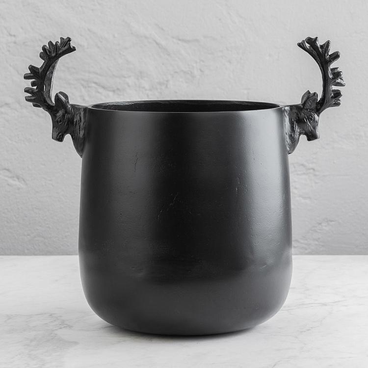 Чёрное ведро для льда с головами оленей Deer Heads Ice Bucket Black