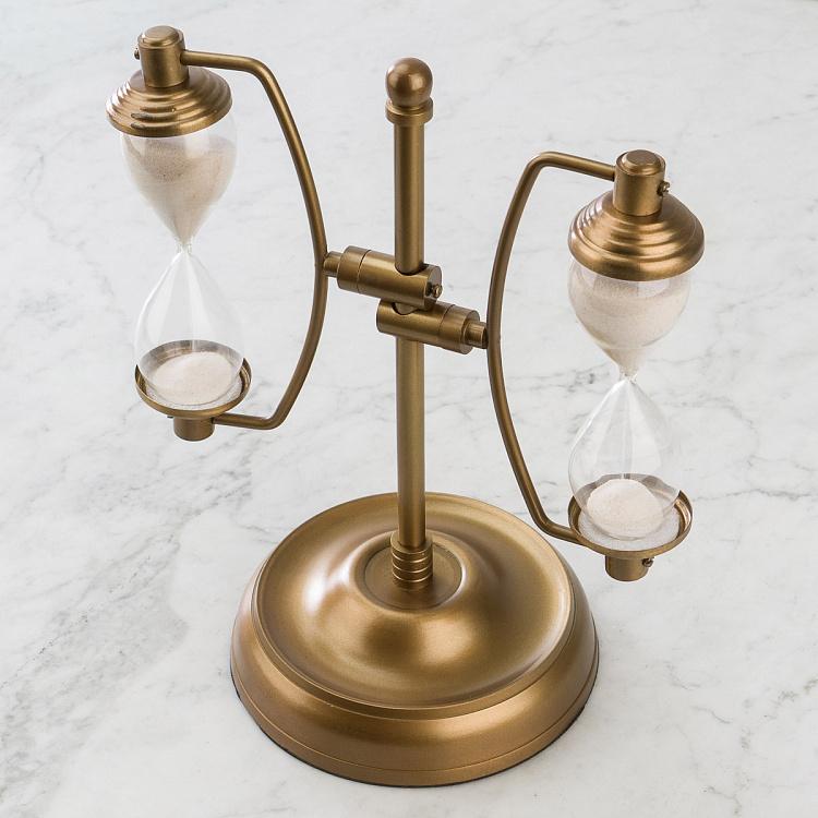 Двойные песочные часы на подставке Double Sand Timer On Brass Patina Stand