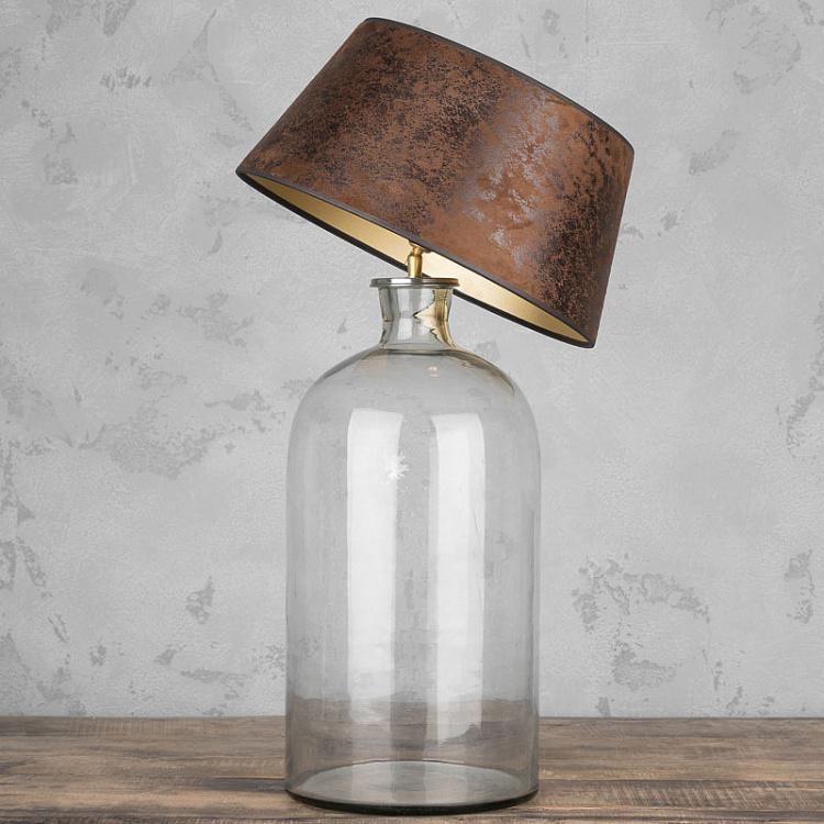 Настольная лампа Бутыль с абажуром цвета Винтаж на золоте Table Lamp Bottle In Clear Glass With Shade Vintage Way On Gold