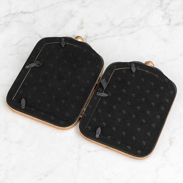 Двойная рамка для фото Золотистые ангелы Black And Gold Angles Double Photo Frame