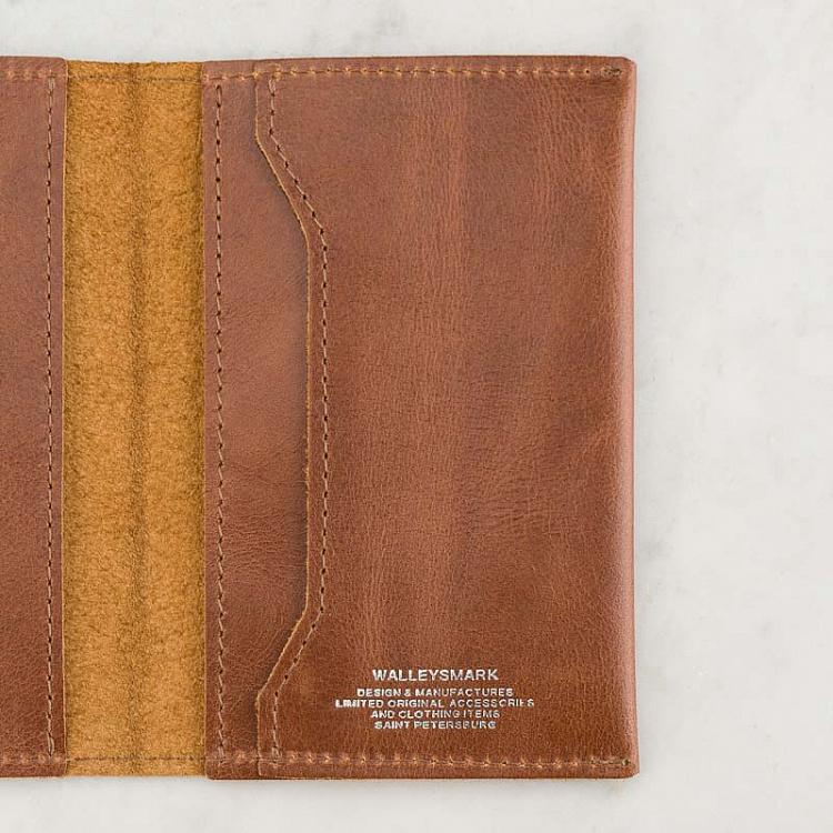 Коричневая винтажная кожаная обложка для паспорта Passport Cover, Old Brown